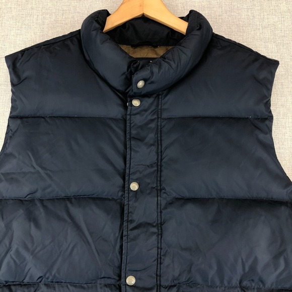 Lands End Goose Down Feather Puffer Blue Vest Snap Front Mens XXL Gilet Heritage - Picture 2 of 11